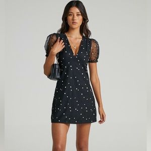 Showpo. LAST MOMENT mini  DRESS IN BLACK WITH METALLIC EMBROIDERY  8